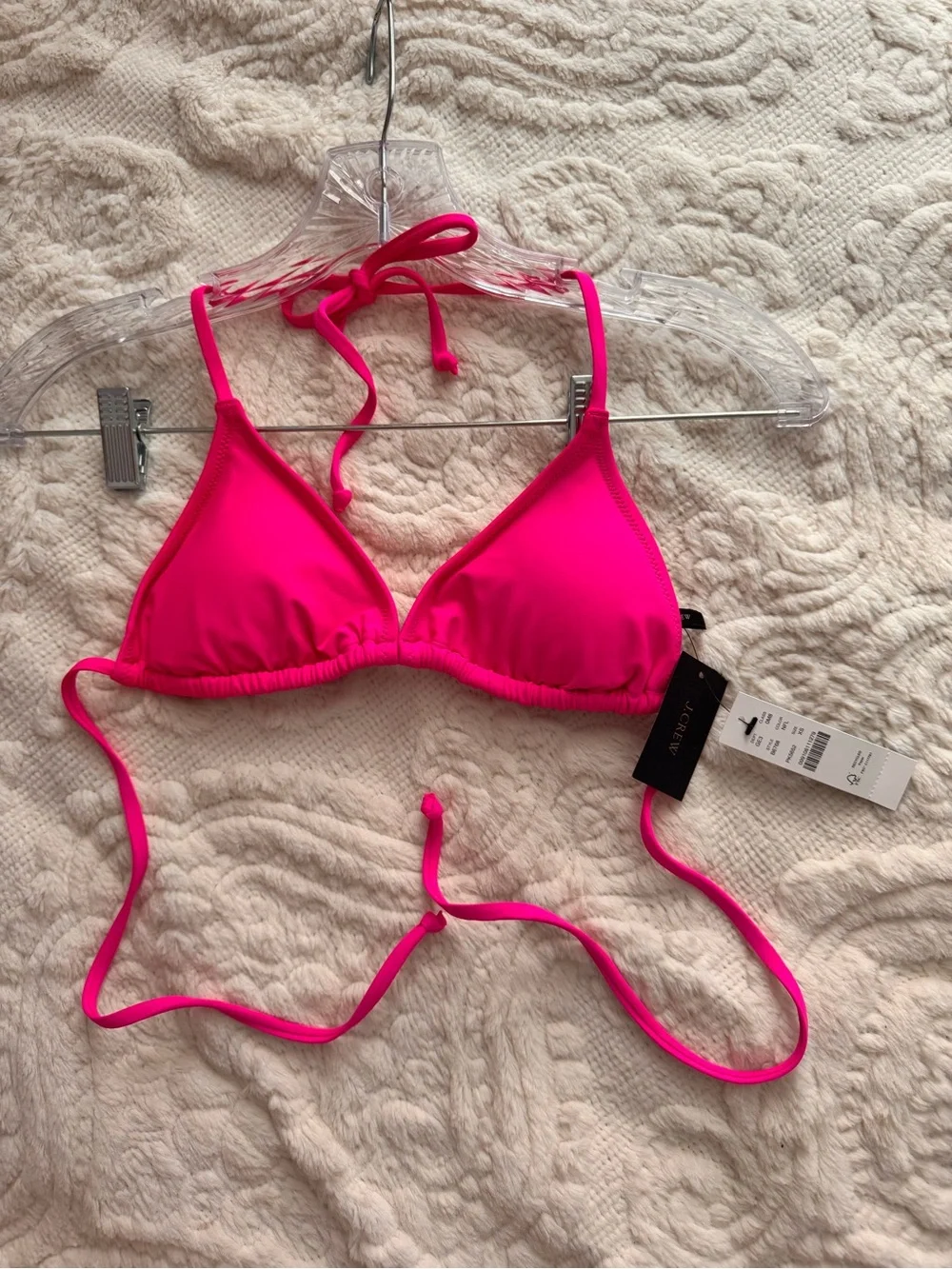 J. Crew Neon Pink Triangle Bandeau Bikini Top - Brand New